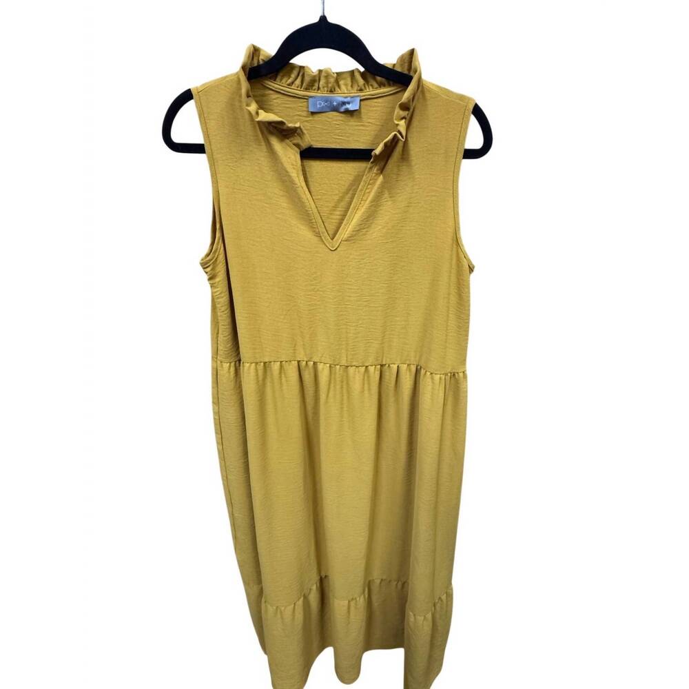 NEW PIXI + IVY women's long sleeveless dress in mustard